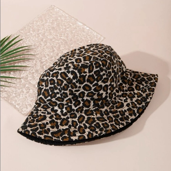 3 Pc Leopard Print Chiffon Knot Waist Cover Up Skirt & hat & Fanny Pack - Picture 9 of 10